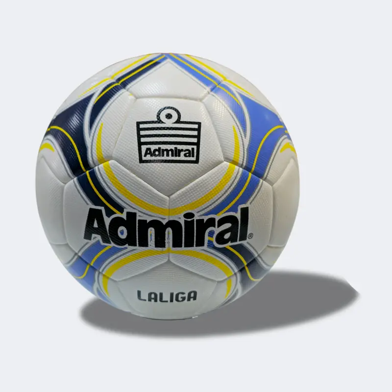 Close-up of the Admiral logo, brand name, and ball name on the Admiral Laliga Thermobonded Soccer Ball