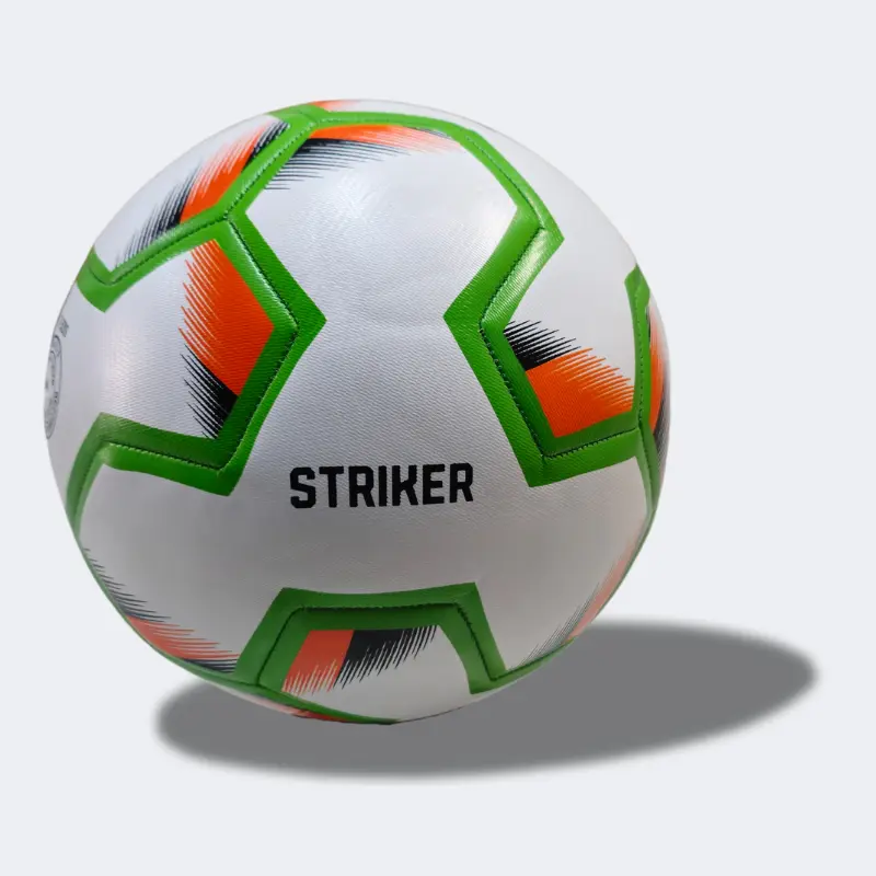 Admiral Striker Hyperseam Soccer Ball. Green and Orange Striker name on the soccer ball