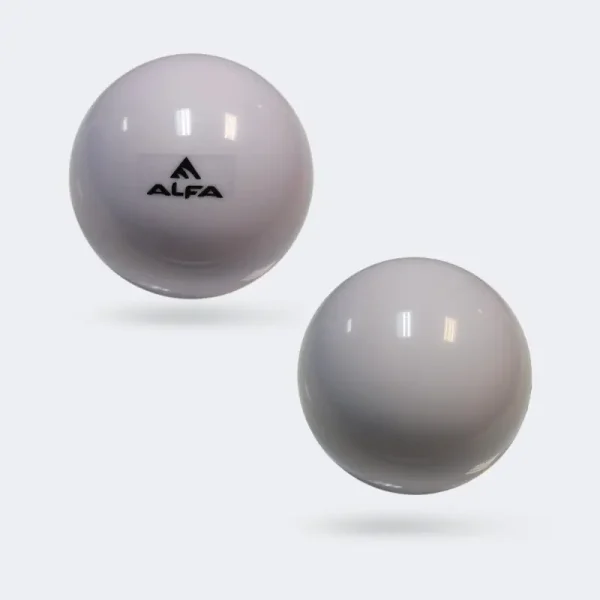 Alfa Smooth White Hockey Ball Front and Back View Alfa Smooth White Hockey Ball front and back view