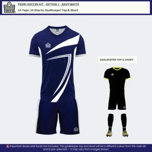Pedri Soccer Kit Navy-White Option 1 – Basic Team Set