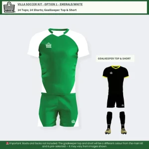 Villa Soccer Kit Emerald-White Option 1 setup