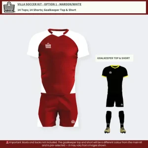 Villa Soccer Kit Maroon-White Option 1 team kit