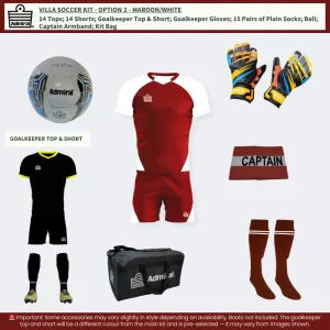 Villa Soccer Kit Maroon-White Option 2 layout