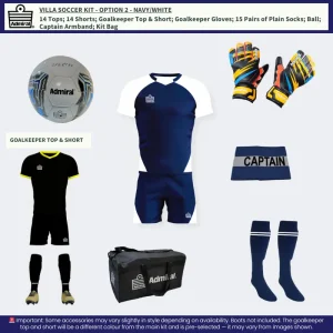 Villa Soccer Kit Navy-White Option 2 full setup