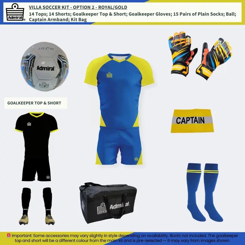 Villa Soccer Kit Royal-Gold Option 2 team pack