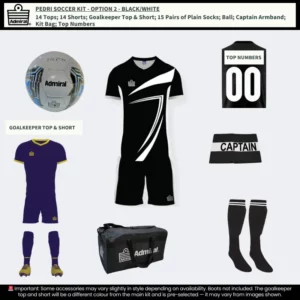 Pedri Soccer Kit Black-White Option 2 – Full Kit with Accessories