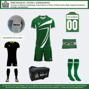 Pedri Soccer Kit Emerald-White Option 2 – Complete Set