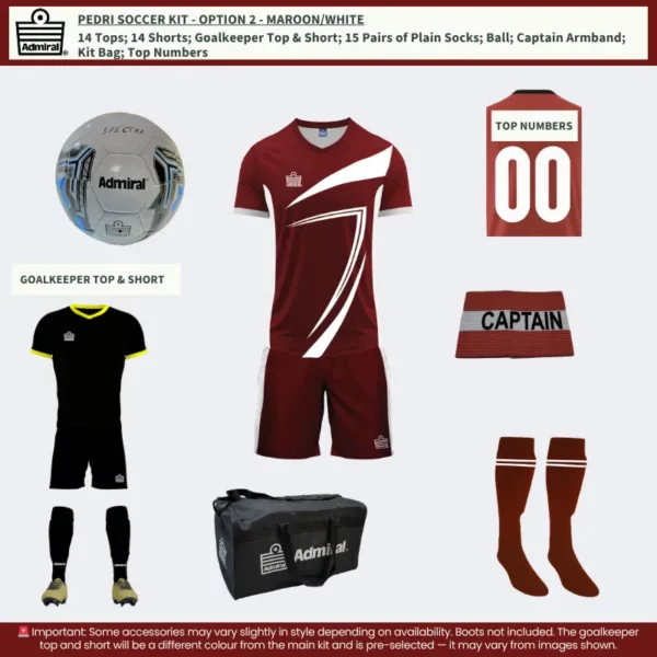 Pedri Soccer Kit Maroon-White Option 2 – Full Matchday Gear