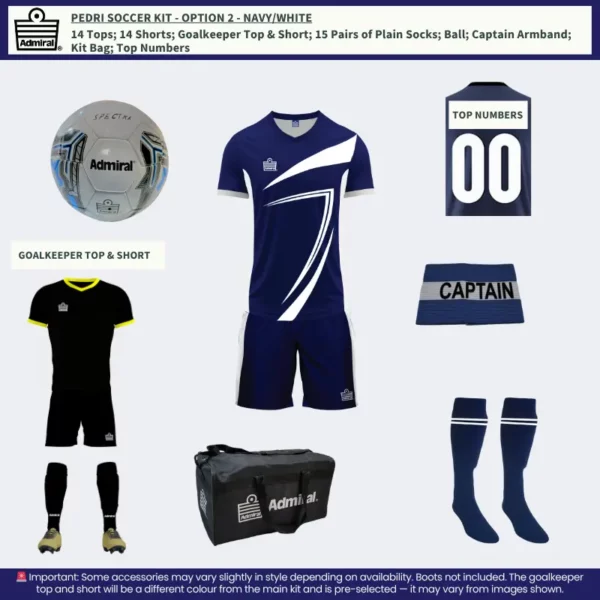 Pedri Soccer Kit Navy-White Option 2 – Complete Team Kit