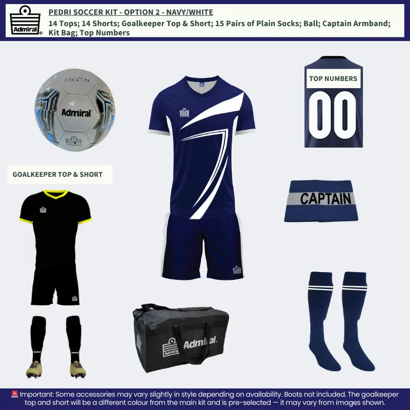 Pedri Soccer Kit Navy-White Option 2 – Complete Team Kit