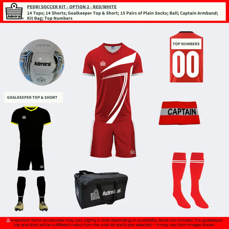 Pedri Soccer Kit Red-White Option 2