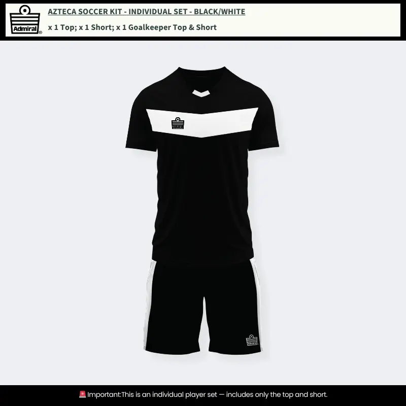 Azteca Soccer Kit Black/White – Individual Set