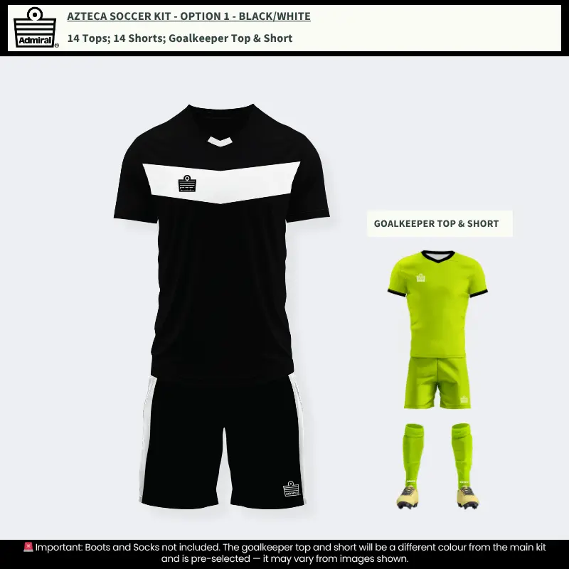 Azteca Soccer Kit Black/White – Team Option 1