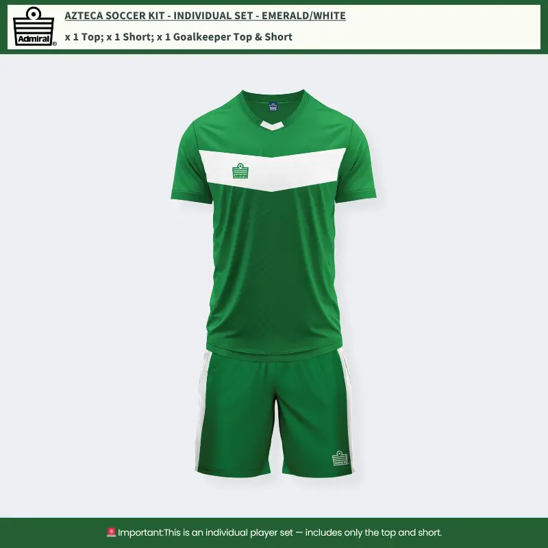 Azteca Soccer Kit Emerald/White – Individual Set
