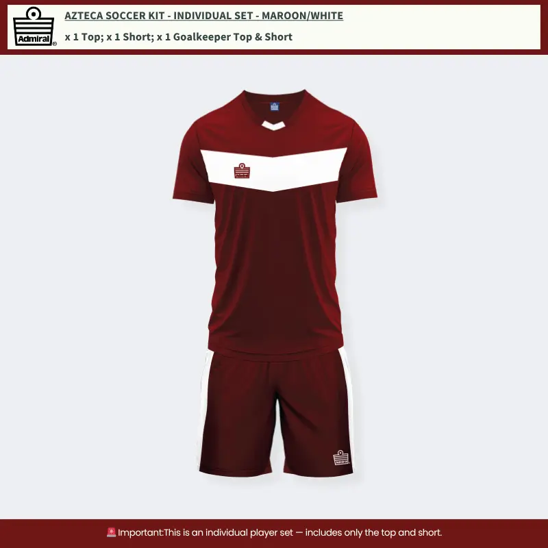 Azteca Soccer Kit Maroon/White – Individual Set