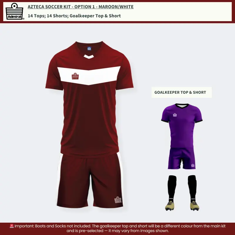 Azteca Soccer Kit Maroon/White – Team Option 1