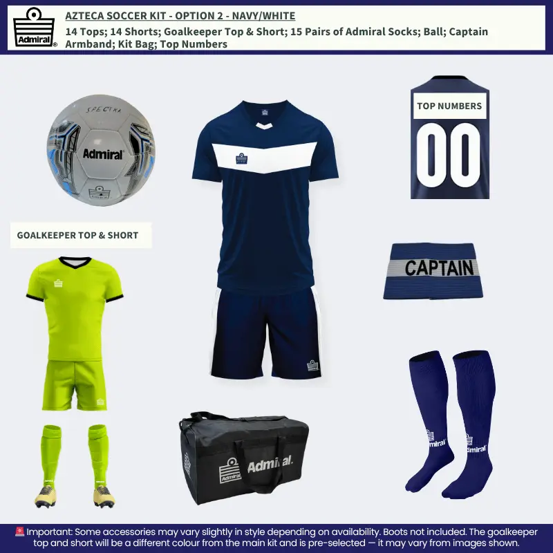 Azteca Soccer Kit Navy/White – Team Option 2