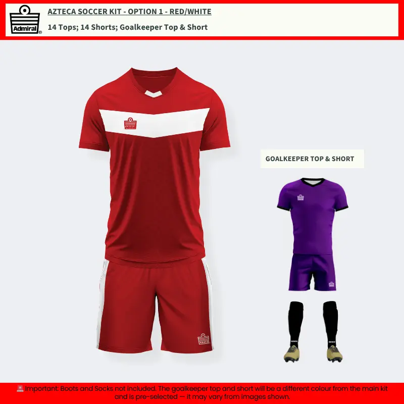 Azteca Soccer Kit Red/White – Team Option 1