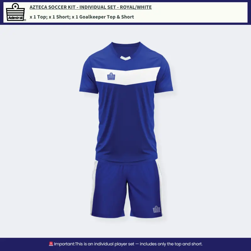 Azteca Soccer Kit Royal/White – Individual Set