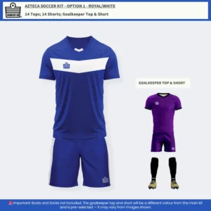 Azteca Soccer Kit Royal/White – Team Option 1