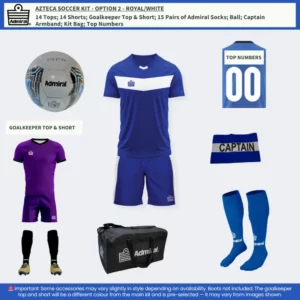 Azteca Soccer Kit Royal/White – Team Option 2