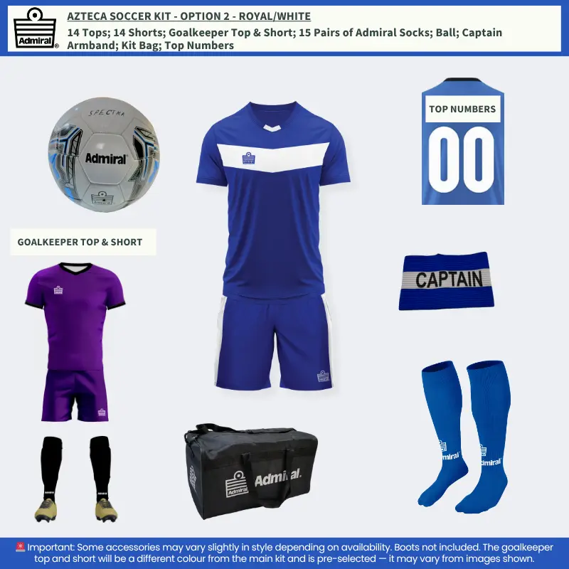 Azteca Soccer Kit Royal/White – Team Option 2