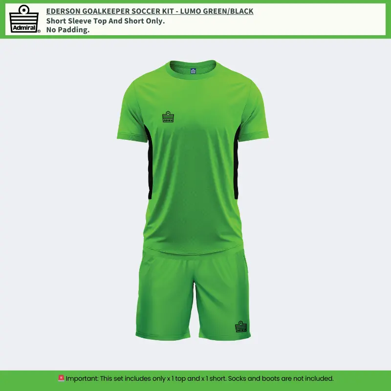 Ederson Goalkeeper Soccer Kit in Lumo Green and Black – vibrant goalkeeper set