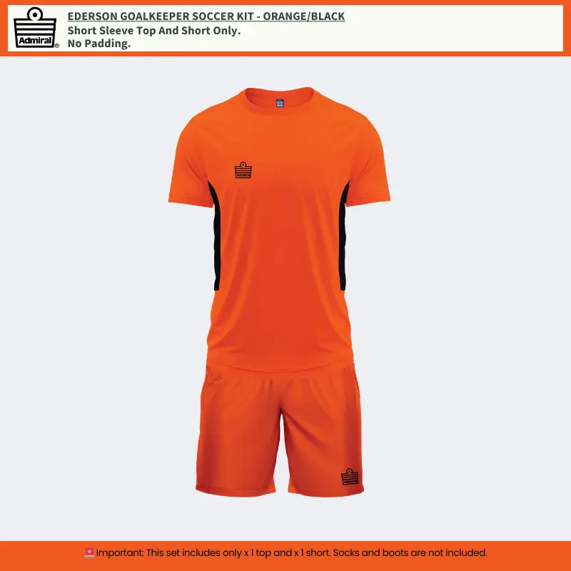 Ederson Goalkeeper Soccer Kit in Orange and Black – breathable goalkeeper outfit