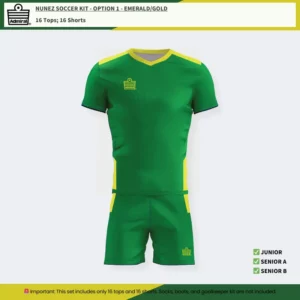 Nunez Soccer Kit Option 1 - Emerald and Gold