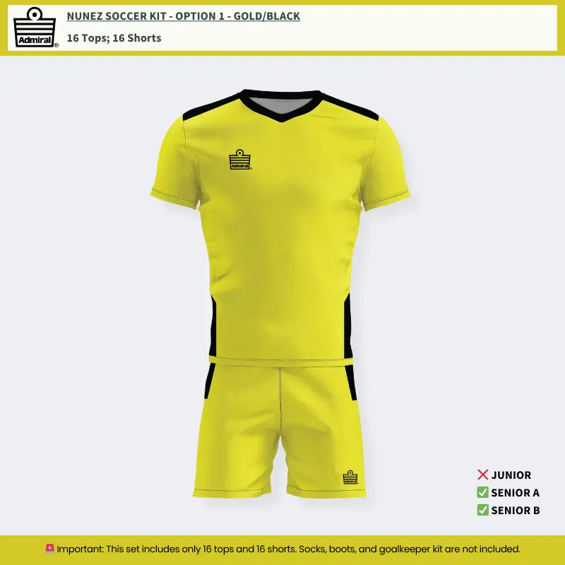Nunez Soccer Kit Option 1 - Gold and Black