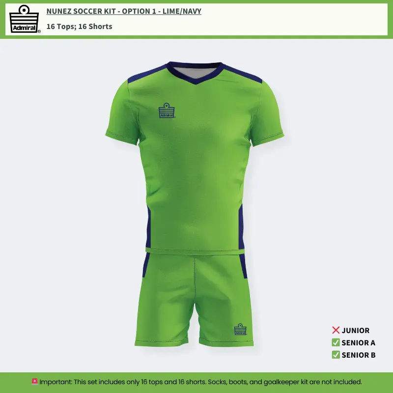 Nunez Soccer Kit Option 1 - Lime and Navy