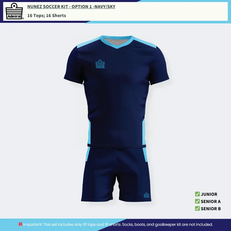 Nunez Soccer Kit Option 1 - Navy and Sky
