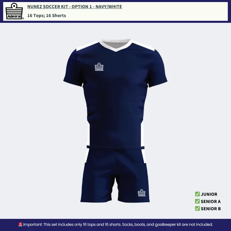 Nunez Soccer Kit Option 1 - Navy and White