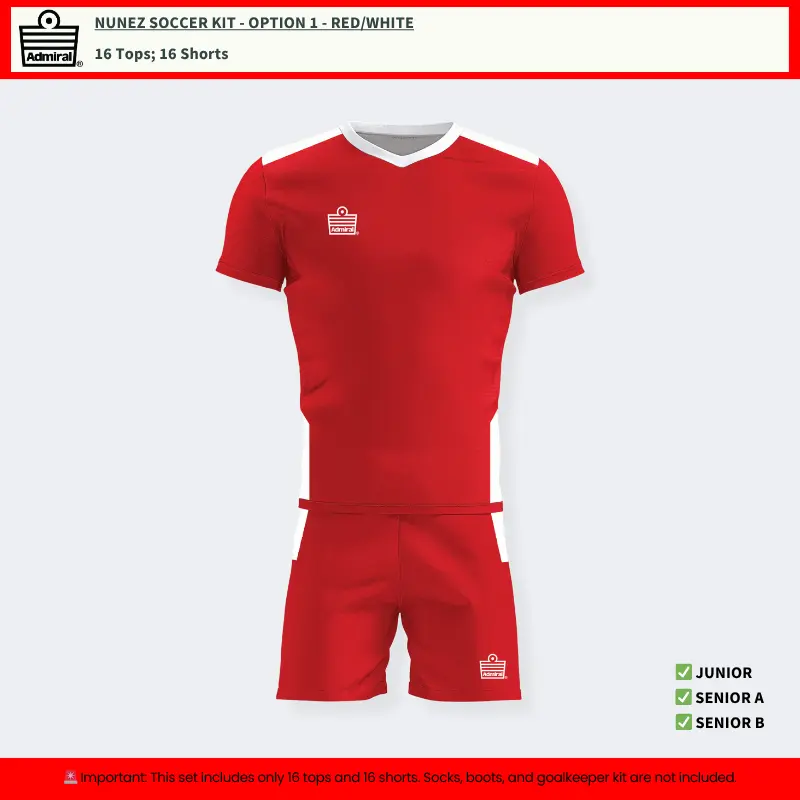 Nunez Soccer Kit Option 1 - Red and White