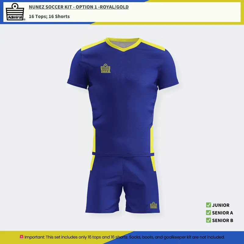 Nunez Soccer Kit Option 1 - Royal and Gold