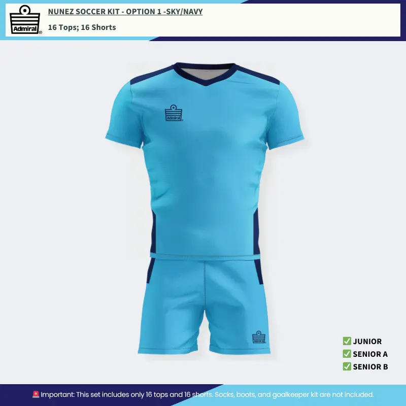 Nunez Soccer Kit Option 1 - Sky and Navy