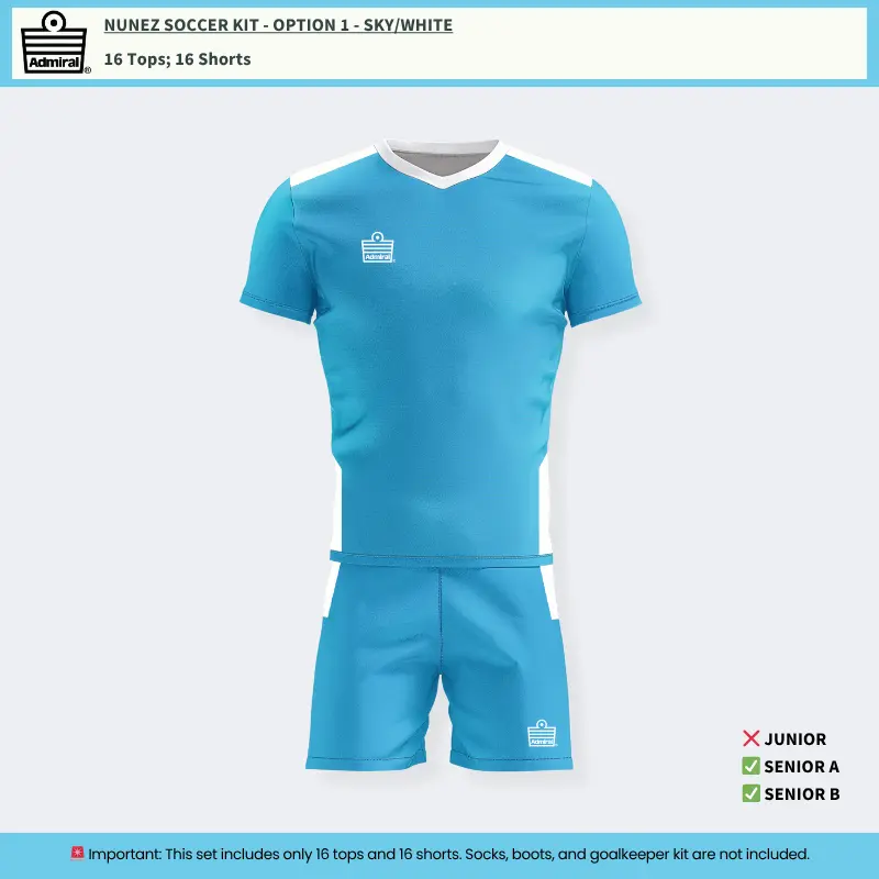 Nunez Soccer Kit Option 1 - Sky and White