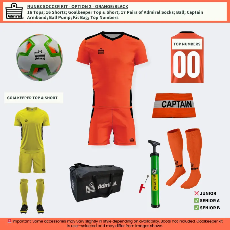 Nunez Soccer Kit Option 2 - Orange and Black