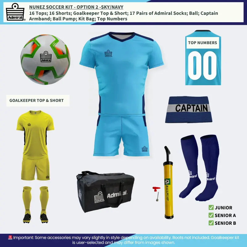 Nunez Soccer Kit Option 2 - Sky and Navy