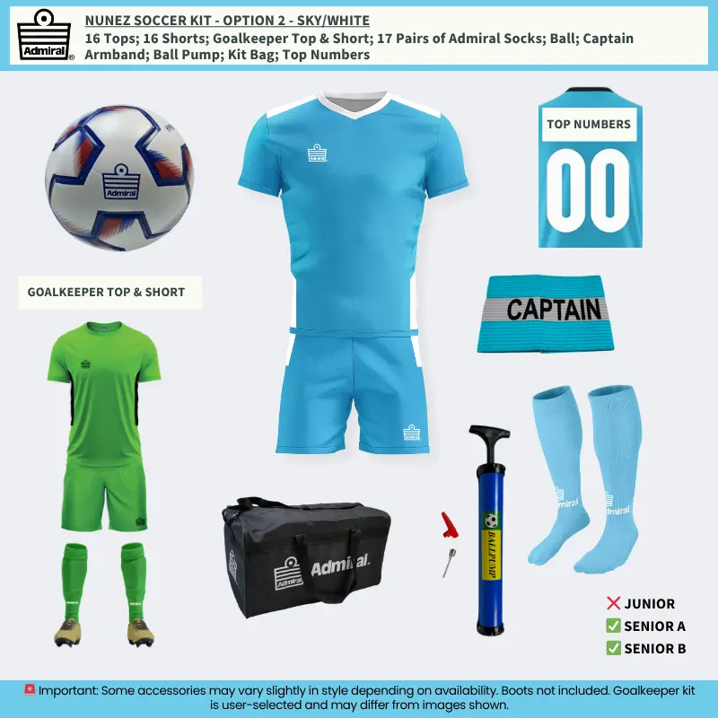 Nunez Soccer Kit Option 2 - Sky and White