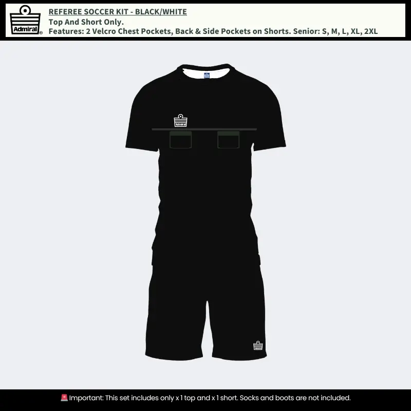 Referee Soccer Kit in Black and White – professional officiating gear