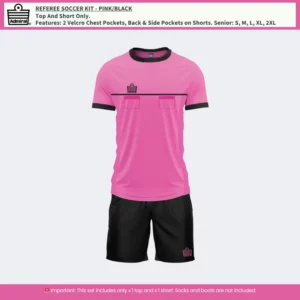 Referee Soccer Kit in Pink and Black – bold, modern referee uniform