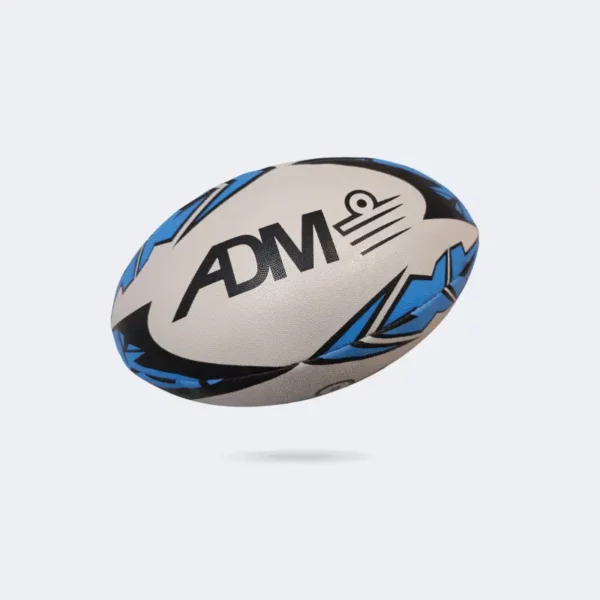 Admiral Blaze Rugby Ball white and blue with ADM print