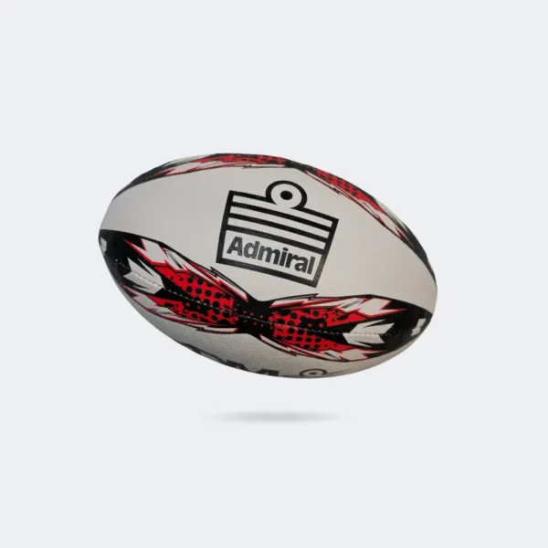 Admiral Flash Rugby Ball Size 5 – Logo View Admiral logo on Size 5 white-red rugby training ball