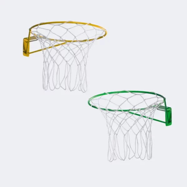 Admiral Netball Nets Set of 2 displayed on a yellow and green netball ring