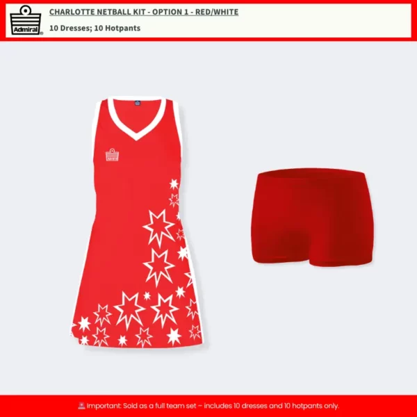 Charlotte Netball Kit Option 1 Red-White